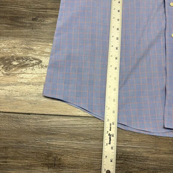 Brooks Brothers Blue Glen Plaid Mens 16.5 34 Slim Fit Button Down Dress Shirt - Picture 6 of 8